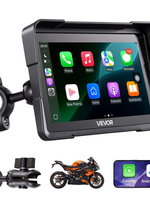 7 Inch Wireless Motorcycle Carplay with Apple Carplay & Android Auto, HD Touchscreen GPS Navigation System with Voice Control, Dual Bluetooth, Siri & Google Assistant, IP67 - Fit All Motorcycles