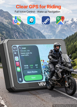 5 Inch Wireless Motorcycle Carplay with Apple Carplay & Android Auto, HD Touchscreen GPS Navigation System with Dual Bluetooth, Siri/Google Voice Assistant, IP67, Compatible with BMW Motorcycles