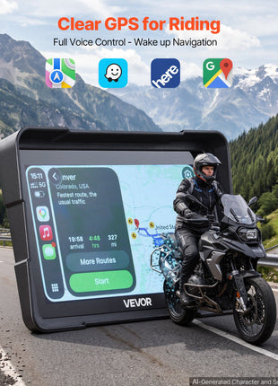 7 Inch Wireless Motorcycle Carplay with Apple Carplay & Android Auto, HD Touchscreen GPS Navigation System with Dual Bluetooth, Siri/Google Voice Assistant, IP67, Compatible with BMW Motorcycles