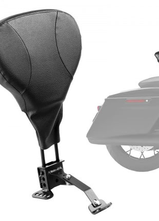 Adjustable Motorcycle Backrest Sissy Bar, Fit Harley Touring Models 2009-2024 with One-piece Slotted Seat, Street Glide, Road Glide, and Road King, Detachable Rider Backrest for Motorcycles, Black