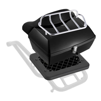 Motorcycle Top Case, Universal Durable PP Material Motorbike Tail Box with Reflective Panel, 48L Waterproof Detachable Motorcycle Top Box with Multi-Hole Base, Fit for 99% of Motorcycle Frames