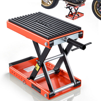 Motorcycle Lift, 1500 lbs Motorcycle Scissor Lift Jack with Wide Deck & Lock Pin, 4.13"-13.77" Center Hoist Crank Stand, Steel Scissor Jack for Street Bikes, Cruiser Bikes, Touring Motorcycles