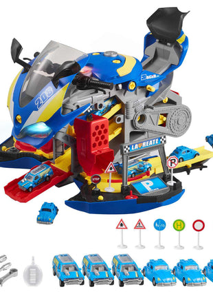 Motorcycle Engine Toy, 25 Pieces, Motorcycle Mechanic Toy with Removable Parts, Lights & Sounds, Simulated Riding & Track Racing, Kids Mechanic Workshop Set for Toddler 3 Years and Up, Blue