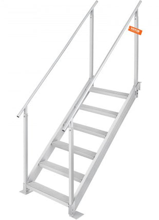 Dock Ladder, 43''-51'' Adjustable Height, 500 lbs Load Capacity, Aluminum Alloy 6 Steps Pontoon Boat Ladder with Dual Handrails & Nonslip Mat, Ideal for Ship/Lake/Pool/Marine Boarding