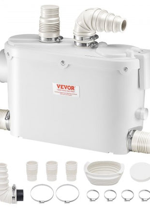 Macerator Pump, 500W, 29 GPM Flow, 26 ft/8 m Head, Macerator Wall-Hung Toilet Pump with 4 Water Inlets, Waste Water Disposal Upflush Machine for Toilet, Basement, Shower, Sink, Laundry, Bathtub
