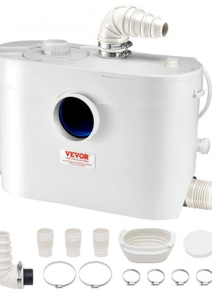 Macerator Pump, 900W, 48 GPM Flow, 40 ft/12 m Head, Macerator Sewerage Toilet Pump with 4 Water Inlets, Waste Water Disposal Upflush Machine for Toilet, Basement, Shower, Sink, Laundry, Bathtub