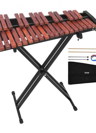 Glockenspiel Xylophone, 32 Notes, Wooden Professional Xylophone Percussion Instrument, with Height Adjustable Stand, 4 Mallets, Carrying Bag, Beginner Musical Instrument Kit for Adults and Kids