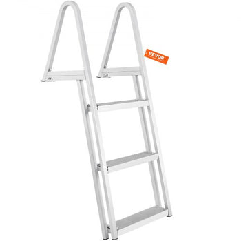 Dock Ladder, Removable 3 Steps, 350 lbs Load Capacity, Aluminum Alloy Pontoon Boat Ladder with 4'' Wide Step & Nonslip Mat, Easy to Install for Ship/Lake/Pool/Marine Boarding