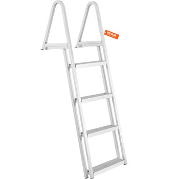 Dock Ladder, Removable 4 Steps, 350 lbs Load Capacity, Aluminum Alloy Pontoon Boat Ladder with 4'' Wide Step & Nonslip Mat, Easy to Install for Ship/Lake/Pool/Marine Boarding