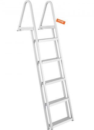 Removable Dock Ladder 5 Steps, 350 lbs Load Capacity, Pontoon Boat Ladder with 4'' Wide Step & Nonslip Design for Ship/Lake/Pool/Marine Boarding