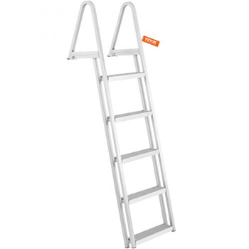Removable Dock Ladder 5 Steps, 350 lbs Load Capacity, Pontoon Boat Ladder with 4'' Wide Step & Nonslip Design for Ship/Lake/Pool/Marine Boarding