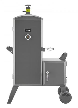 Charcoal Offset Smoker, Heavy-Duty Steel BBQ Offset Smoker with Side Firebox, Movable Outdoor Barbecue Smokers with 6 Adjustable Grates, Thermometer & Air Vents for Backyard Patio Party Cooking