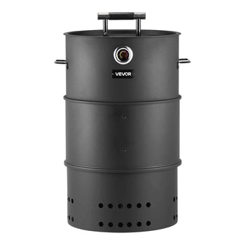 Charcoal Smoker Grill, 18.5" Barrel Charcoal BBQ Smoker, Coated Steel Outdoor Barbecue Grill with 2 Grilling Grates, 1 Hanging Rod, 6 Hooks & Thermometer, Ideal for Party Backyard Patio Cooking