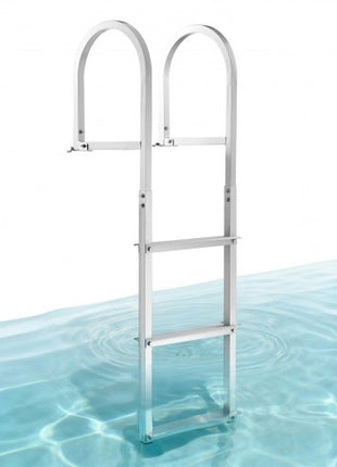 Dock Ladder, Removable 3 Steps, 500 lbs Load Capacity, Aluminum Alloy Pontoon Boat Ladder with 3.1'' Wide Step & Nonslip Rubber Mat, Easy to Install for Ship/Lake/Pool/Marine Boarding
