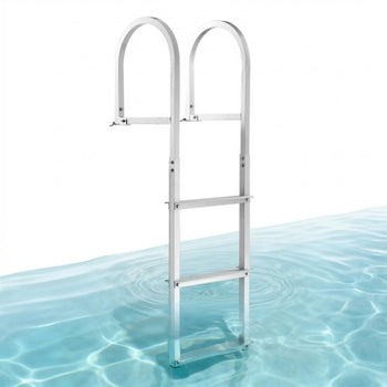 Dock Ladder, Removable 3 Steps, 500 lbs Load Capacity, Aluminum Alloy Pontoon Boat Ladder with 3.1'' Wide Step & Nonslip Rubber Mat, Easy to Install for Ship/Lake/Pool/Marine Boarding