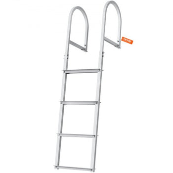Dock Ladder, Removable 4 Steps, 500 lbs Load Capacity, Aluminum Alloy Pontoon Boat Ladder with 3.1'' Wide Step & Nonslip Rubber Mat, Easy to Install for Ship/Lake/Pool/Marine Boarding