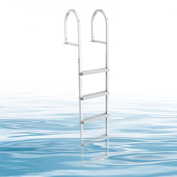 Removable Dock Ladder, 5 Steps, Aluminum Alloy Pontoon Boat Swim Ladder, with Non-Slip Wide PP Steps, 500 lbs Weight Capacity, Quick Release Design, for Lake Swimming, Pool, Marine Boarding