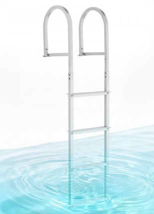 Removable Dock Ladder, 4 Steps, Aluminum Alloy Pontoon Boat Swim Ladder, with Non-Slip Wide Steps, 500 lbs Weight Capacity, Quick Release Design, for Lake Swimming, Pool, Boat, Marine Boarding