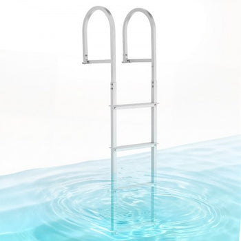 Removable Dock Ladder, 4 Steps, Aluminum Alloy Pontoon Boat Swim Ladder, with Non-Slip Wide Steps, 500 lbs Weight Capacity, Quick Release Design, for Lake Swimming, Pool, Boat, Marine Boarding