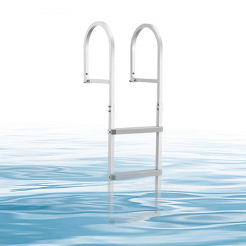 Removable Dock Ladder, 3 Steps, Aluminum Alloy Pontoon Boat Swim Ladder, with Non-Slip Wide PP Steps, 500 lbs Weight Capacity, Quick Release Design, for Lake Swimming, Pool, Marine Boarding