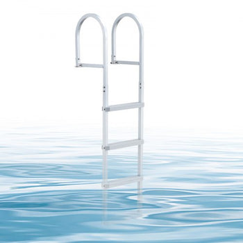 Removable Dock Ladder, 4 Steps, Aluminum Alloy Pontoon Boat Swim Ladder, with Non-Slip Wide PP Steps, 500 lbs Weight Capacity, Quick Release Design, for Lake Swimming, Pool, Marine Boarding