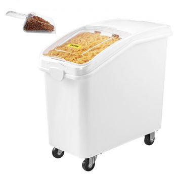 Rice Storage Container, 27Gallon/100L Capacity Large Dog Food Dispenser Bin, Kitchen Ingredient Grain Cereal Flour Bin, Pet food Containers with Wheels, Scoop, and Airtight Lid, 1 Pack