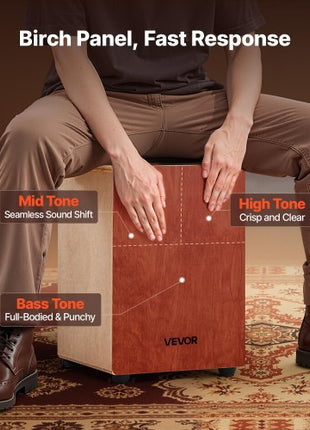 Cajon Box Drum Birch Wood Percussion Instrument Guitar Strings with Travel Bag