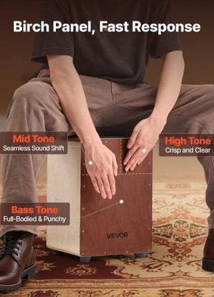 Cajon Box Drum Wooden Birchwood Compact Percussion Instrument with Snare Wires