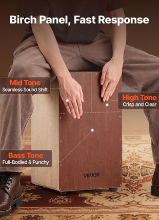 Large Cajon Box Drum Wooden Birchwood Percussion Instrument with Snare Wires