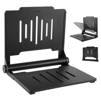 Foldable Shower Seat Wall Mounted, 17.8" Folding Shower Bench with Supportive Backrest, Plastic Fold-Down Bathroom Corridor Seat with Stainless Steel Frame for Adults Seniors, 400LBS Loading