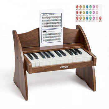 Kids Piano Keyboard, 25 Keys Wooden Digital Piano for Kids, Mini Music Educational Instrument Toy with Realistic Sound, Dual Power, Adjustable Volume for Toddlers, Boys Girls Learning, Walnut