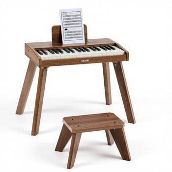 Kids Piano Keyboard, 37 Key Wooden Digital Piano for Kids, Mini Music Educational Instrument Toy Set with Realistic Sound, Dual Power, Adjustable Volume for Toddlers, Boys Girls Learning,Walnut
