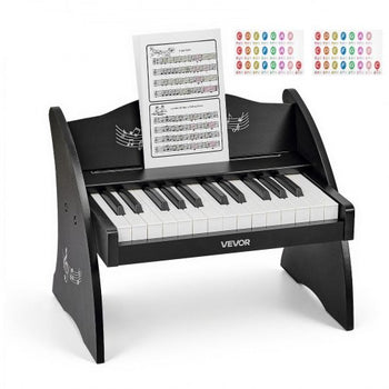 Kids Piano Keyboard, 25 Keys Wooden Digital Piano for Kids, Mini Music Educational Instrument Toy with Realistic Sound, Dual Power, Adjustable Volume for Toddlers, Boys Girls Learning, Black