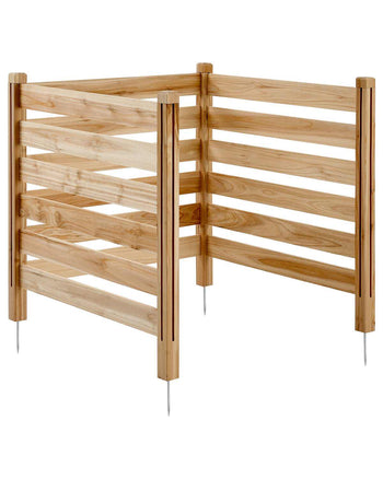 Wood Privacy Fence, 38" W x 36" L, 3 Panel Slatted Air Conditioner Fence Screen, Pool Equipment Enclosure with Metal Stakes, Easy DIY Installation, Outdoor Trash Can Hider for Garden Decoration