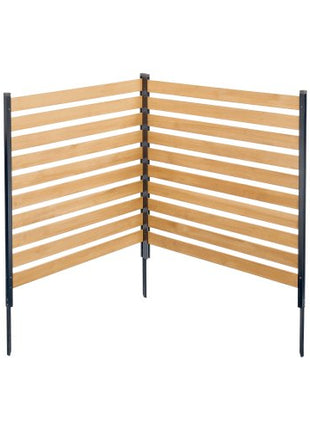 Wood Privacy Fence, 38" W x 42" L, 2-Panel Slatted Air Conditioner Fence Screen, Pool Equipment Enclosure with Metal Stakes, Easy DIY Installation, Outdoor Trash Can Hider for Garden Decoration