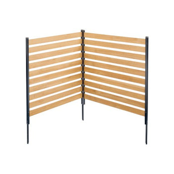 Wood Privacy Fence, 38" W x 42" L, 2-Panel Slatted Air Conditioner Fence Screen, Pool Equipment Enclosure with Metal Stakes, Easy DIY Installation, Outdoor Trash Can Hider for Garden Decoration