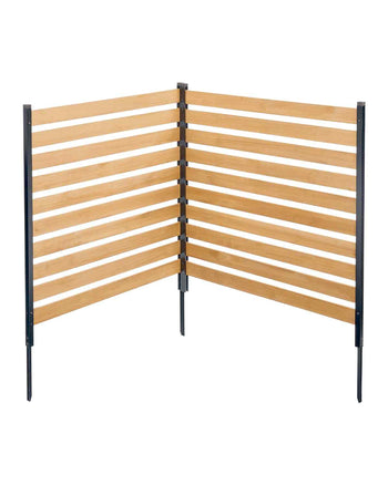 Wood Privacy Fence, 38" W x 42" L, 2-Panel Slatted Air Conditioner Fence Screen, Pool Equipment Enclosure with Metal Stakes, Easy DIY Installation, Outdoor Trash Can Hider for Garden Decoration