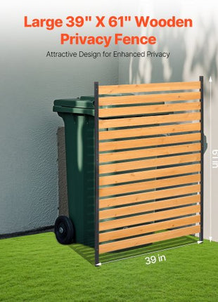 Wood Privacy Fence, 39" W x 61" L, 1-Panel Air Conditioner Fence Screen, Pool Equipment Enclosure with Metal Stakes, Easy DIY Installation, Outdoor Trash Can Hider for Garden Decoration