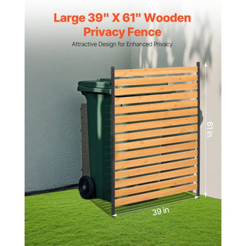 Wood Privacy Fence, 39" W x 61" L, 1-Panel Air Conditioner Fence Screen, Pool Equipment Enclosure with Metal Stakes, Easy DIY Installation, Outdoor Trash Can Hider for Garden Decoration