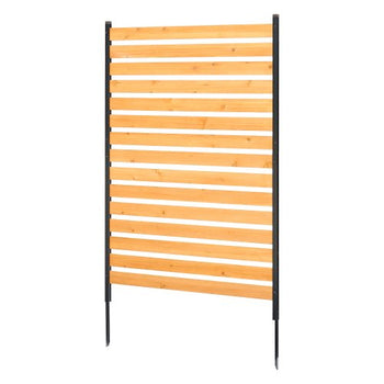 Wood Privacy Fence, 39" W x 61" L, 1-Panel Air Conditioner Fence Screen, Pool Equipment Enclosure with Metal Stakes, Easy DIY Installation, Outdoor Trash Can Hider for Garden Decoration