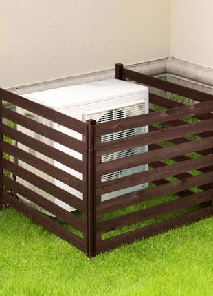 Wooden Privacy Fence, 48 x 37 inch Air Conditioner Fence, 3 Panel Solid Outdoor Wood Privacy Screen with Metal Stakes, Steel Frame, Trash Can Hider Fences Suitable for Garden, Pool