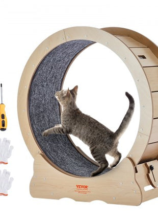 Cat Exercise Wheel, Large Cat Treadmill Wheel for Indoor Cats, 29.5 inch Cat Running Wheel with Detachable Carpet and Cat Teaser for Running/Walking/Training, Suitable for Most Cats