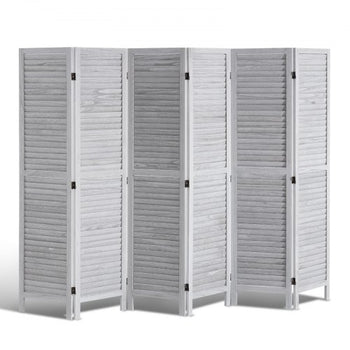 Wood Room Divider, 6 Panel Wood Folding Privacy Screen, 66.9 Inches Tall Indoor Louvered Wooden Partition, Portable Decoration Screen, for Room Separation, Home, Office, Restaurant & Bedroom