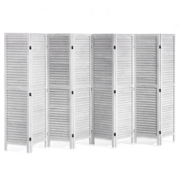 Wood Room Divider, 8 Panel Wood Folding Privacy Screen, 66.9 Inches Tall Indoor Louvered Wooden Partition, Portable Decoration Screen, for Room Separation, Home, Office, Restaurant & Bedroom