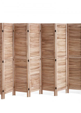 Wood Room Divider, 8 Panel Wood Folding Privacy Screen, 66.9 Inches Tall Indoor Louvered Partition Divider, Portable Decoration Screen, for Room Separation, Home, Office, Restaurant & Bedroom