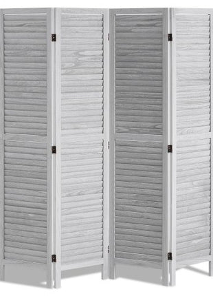 Wood Room Divider, 4 Panel Folding Privacy Screen, 66.9 Inches Tall Indoor Wooden Partition, Portable Decoration Screen, for Room Separation, Home, Office, Restaurant & Bedroom (Light Grey)