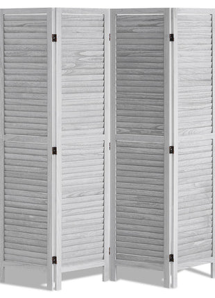Wood Room Divider, 4 Panel Folding Privacy Screen, 66.9 Inches Tall Indoor Wooden Partition, Portable Decoration Screen, for Room Separation, Home, Office, Restaurant & Bedroom (Light Grey)