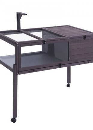 Tortoise Habitat, Wooden Tortoise House Indoor & Outdoor, Rolling Tortoise Enclosure with Light Stand, Reptile Enclosure Small Animal Cage with Stand Legs, Wheels, for Gecko, Lizard, Snake