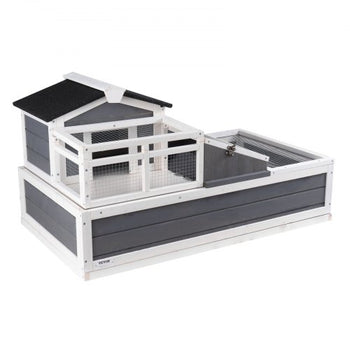 3-Room Tortoise House,Tortoise Habitat with Balcony & 2 Stories, Wooden Tortoise Enclosure Indoor & Outdoor with Ramp, Tray, Openable Roof, Large Reptile Cage, 44" x 25.6"x 24"
