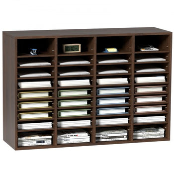 Literature Organizers, 36 Compartments Office Mailbox with Adjustable Shelves, Wood Literature Sorter 39.3x12x26.8 inches for Office, Home, Classroom, Mailrooms Organization, EPA Certified Brown